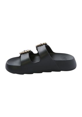 Pearl Buckle Slide Sandals