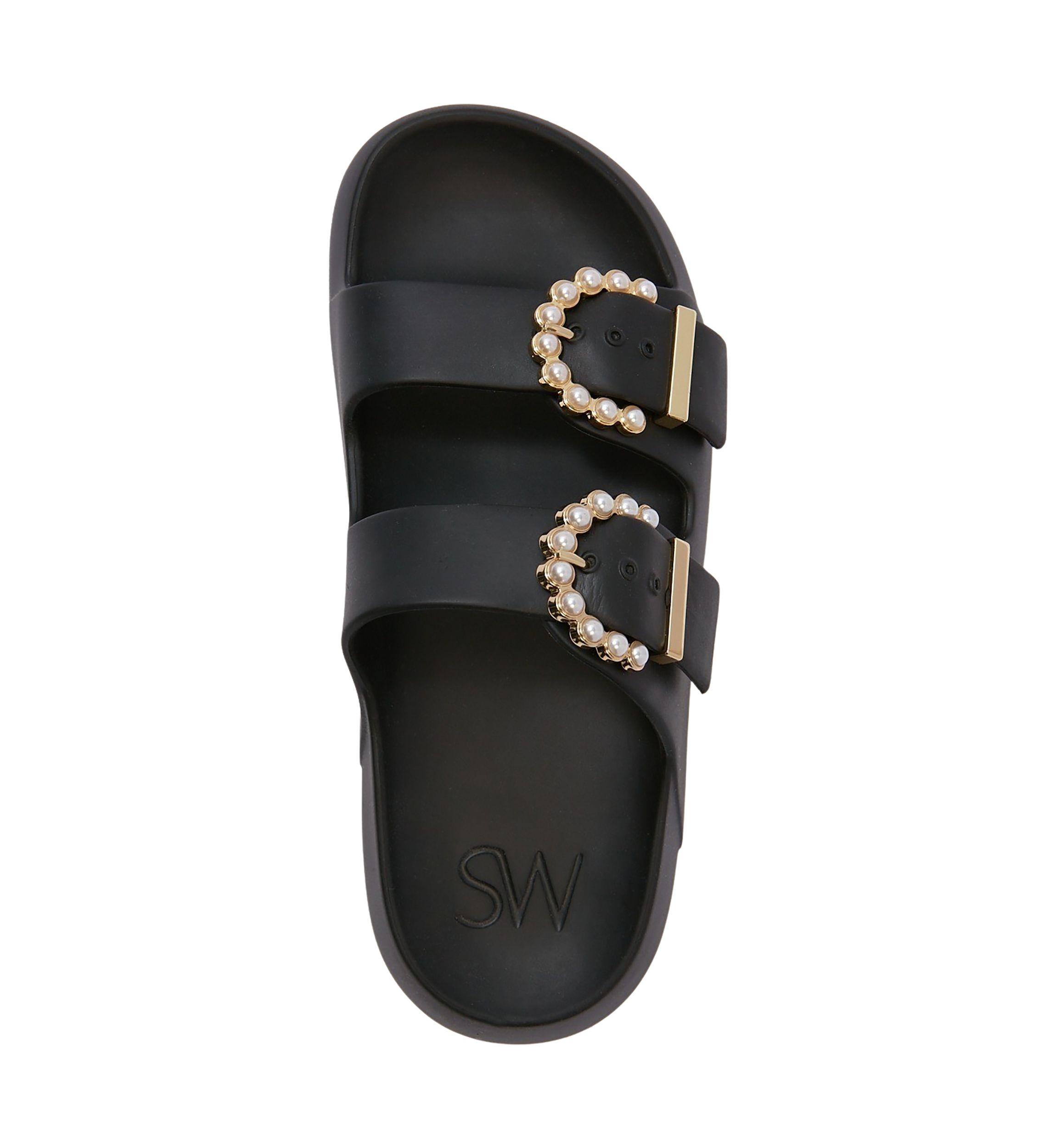 Pearl Buckle Slide Sandals