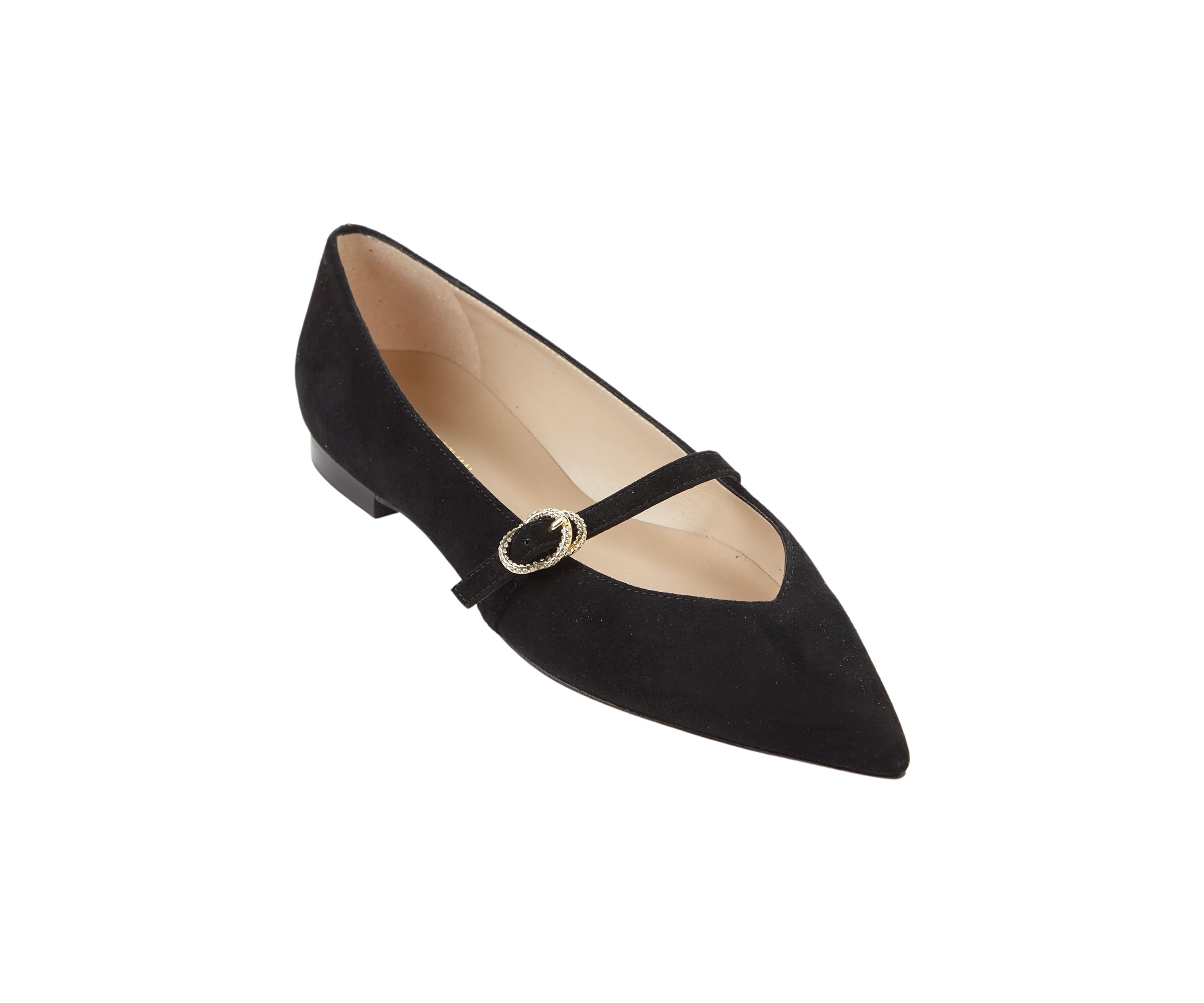 Womens Crystal Buckle Flats