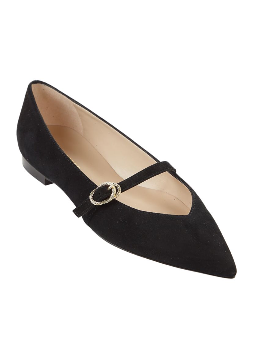 Womens Crystal Buckle Flats