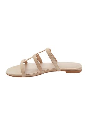 Grecian Buckle Flat Slide Sandals