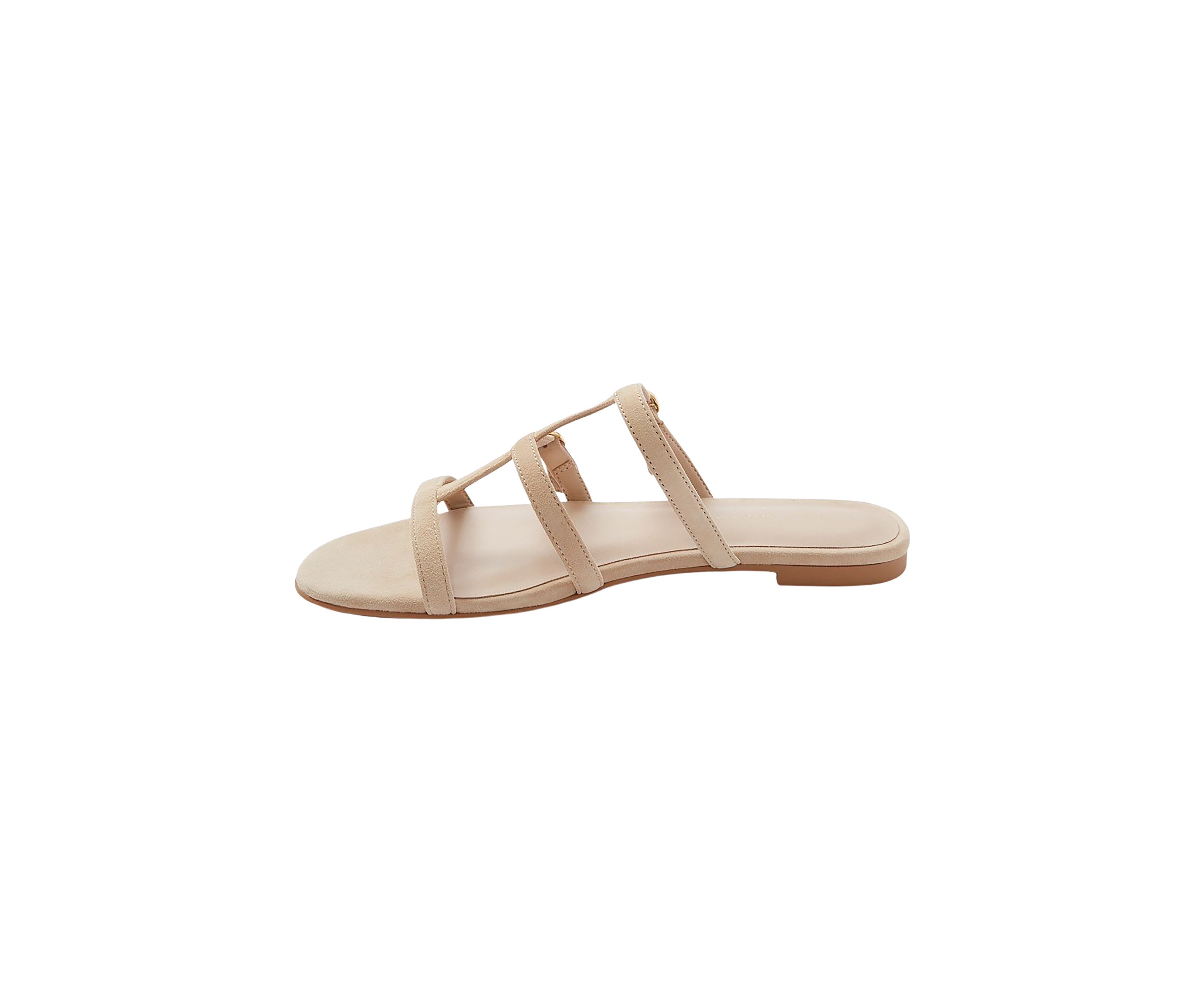 Grecian Buckle Flat Slide Sandals