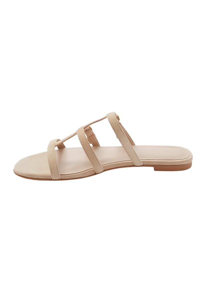 Grecian Buckle Flat Slide Sandals