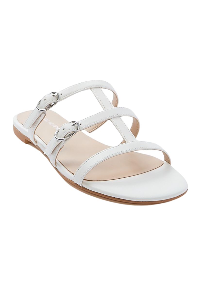 Grecian Buckle Flat Slide Sandals