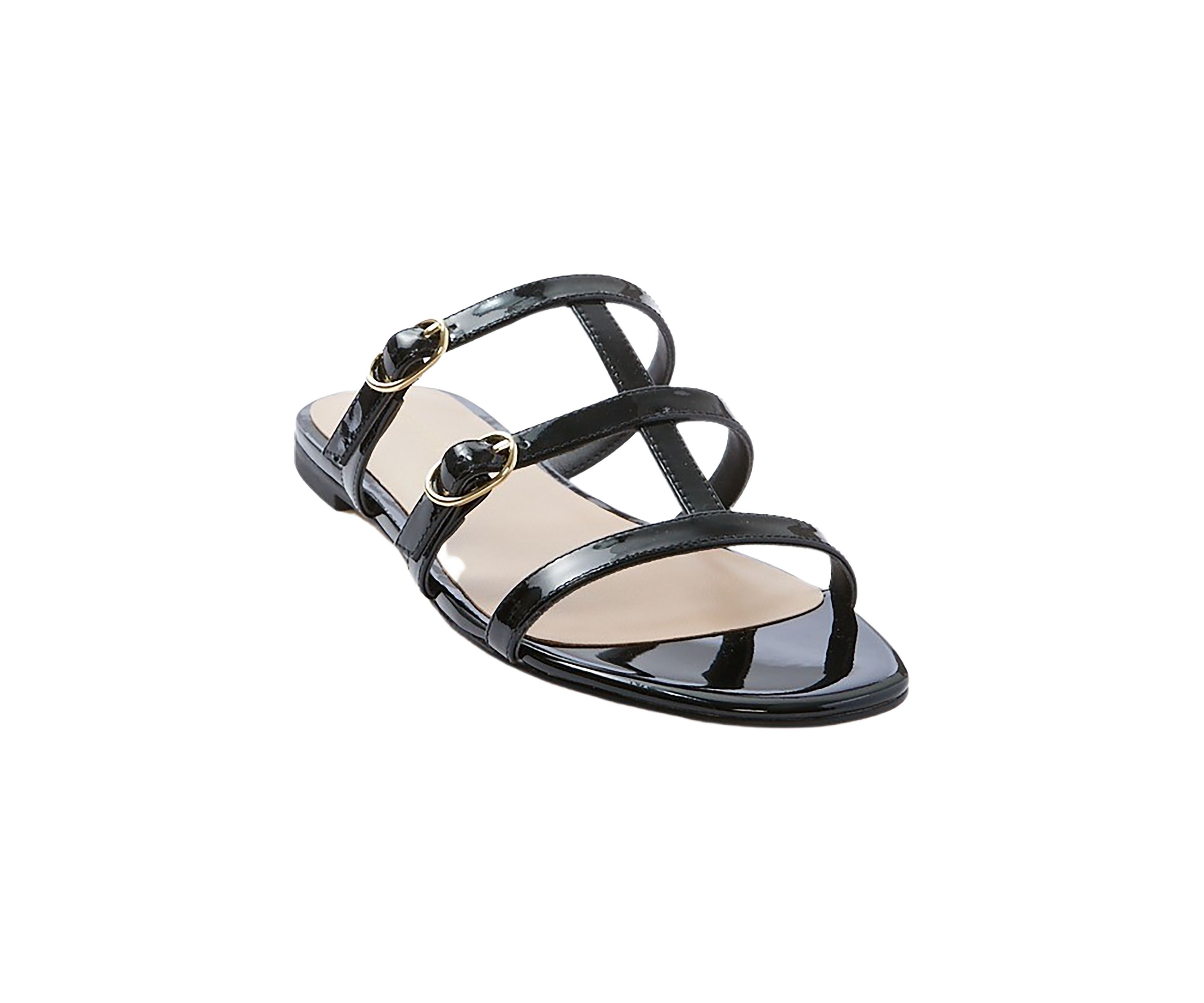 Grecian Buckle Flat Slide Sandals