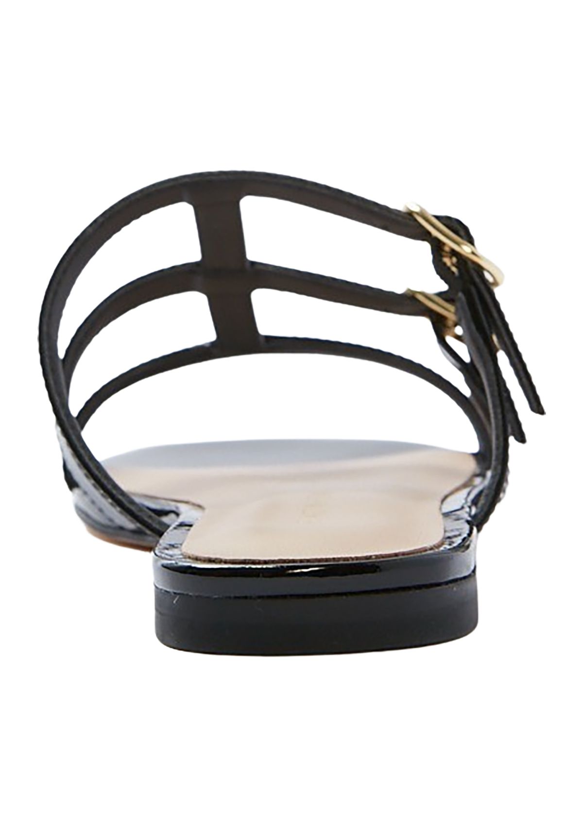 Grecian Buckle Flat Slide Sandals