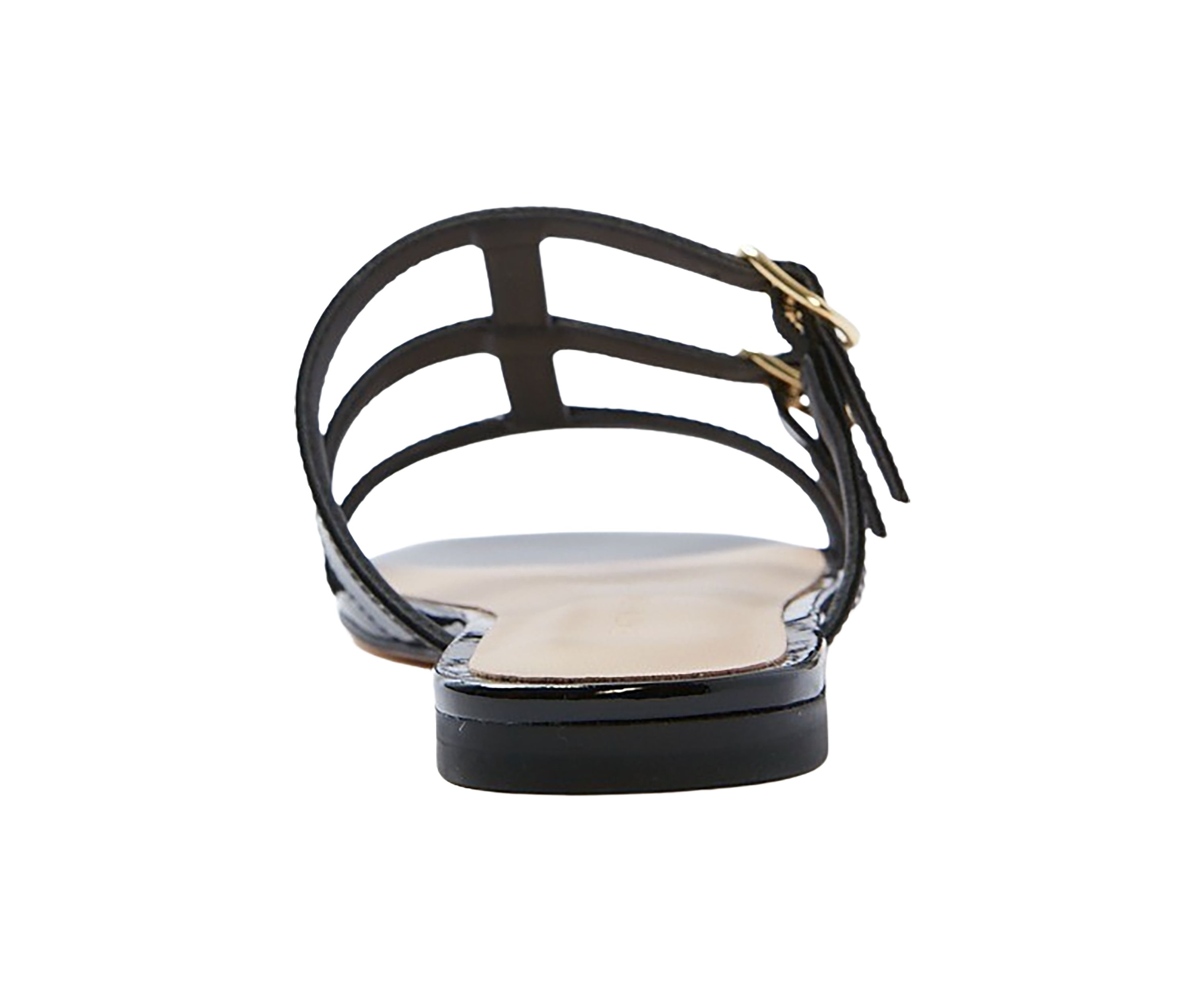 Grecian Buckle Flat Slide Sandals