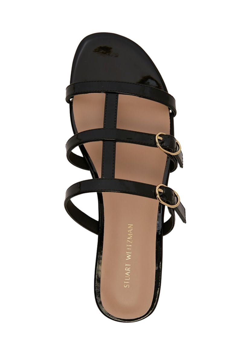 Grecian Buckle Flat Slide Sandals