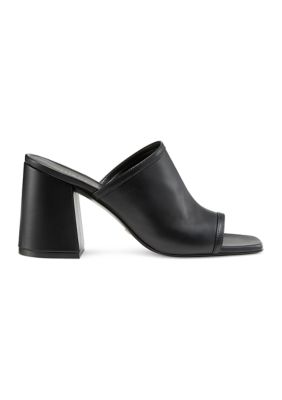 Stuart Weitzman Women's Cayman 85 Block Slide Sandals, Black, 8M