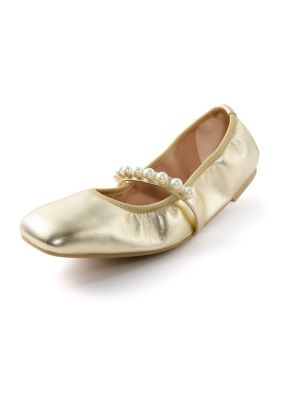 Stuart Weitzman Women's Goldie Ballet Flats, Gold, 6M