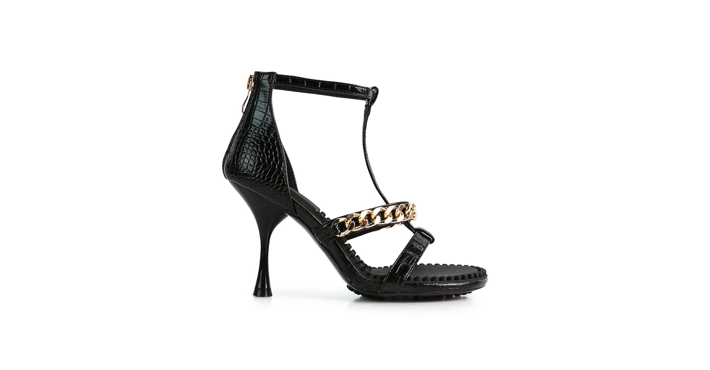 Dakota Metal Chain Mid Heel Sandal