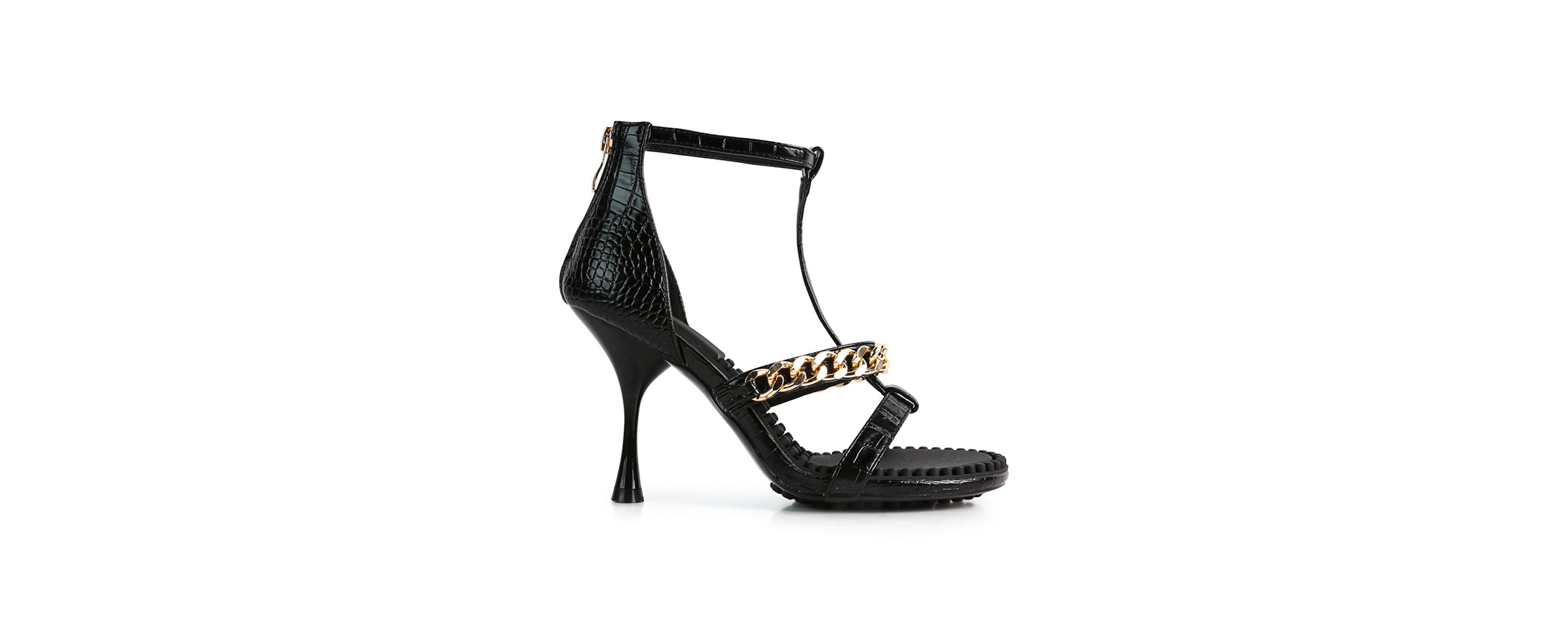 Dakota Metal Chain Mid Heel Sandal