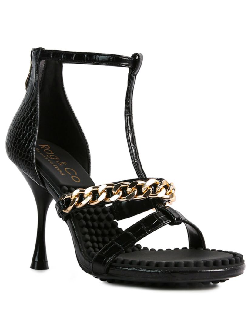 Dakota Metal Chain Mid Heel Sandal