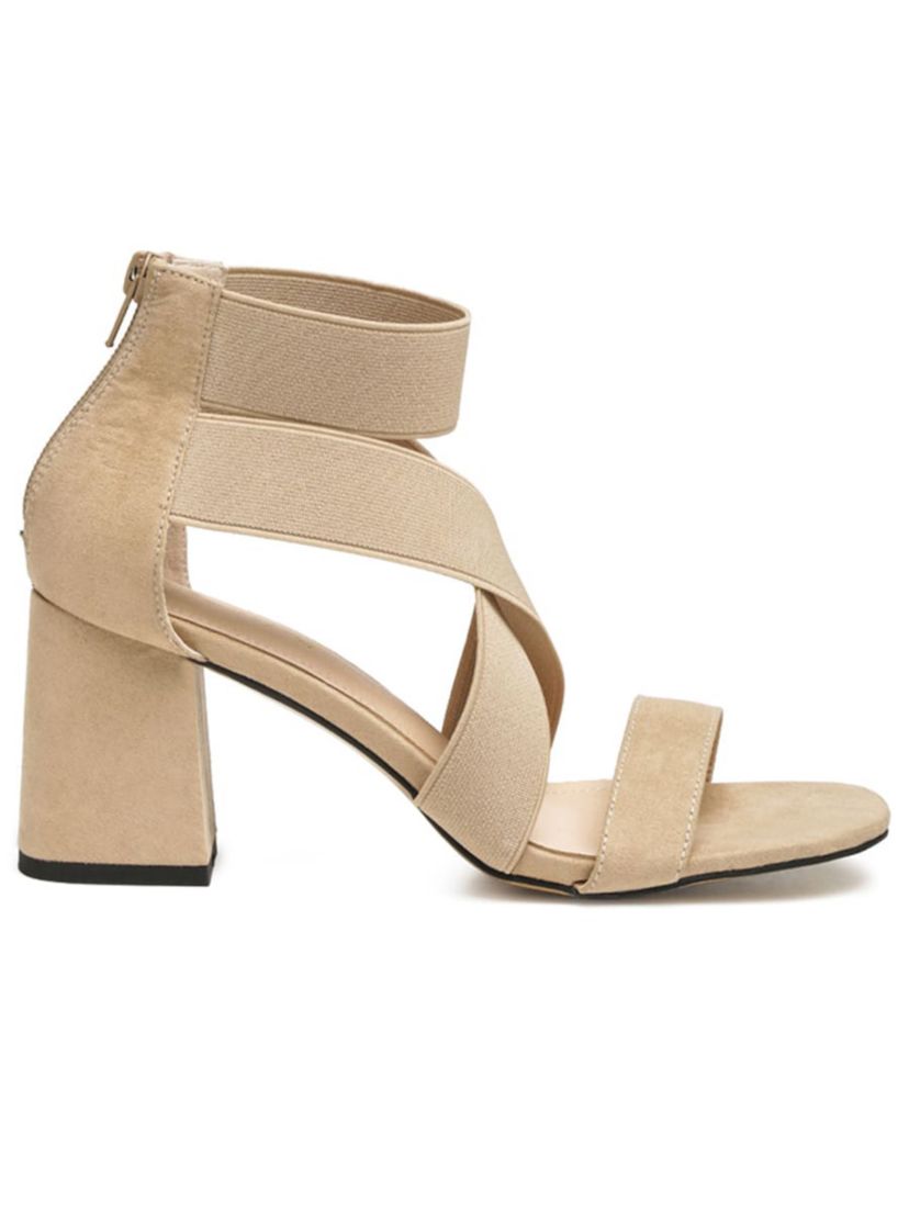 Benicia Elastic Strappy Block Heel Sandal