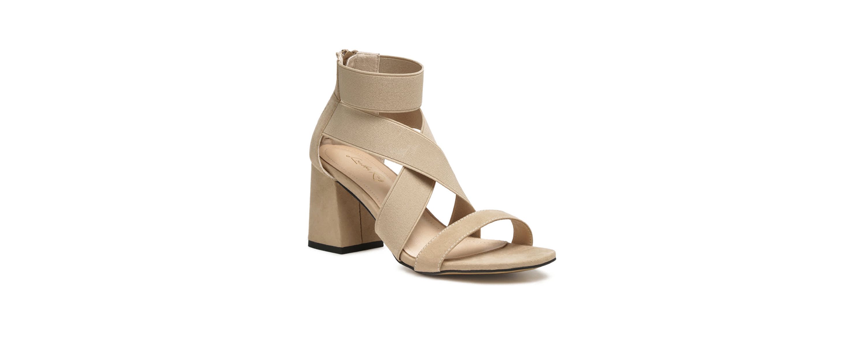 Benicia Elastic Strappy Block Heel Sandal