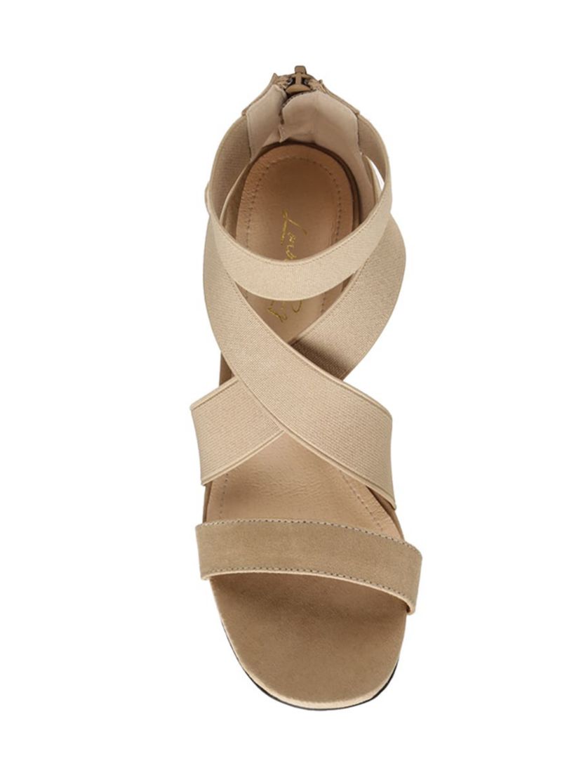 Benicia Elastic Strappy Block Heel Sandal