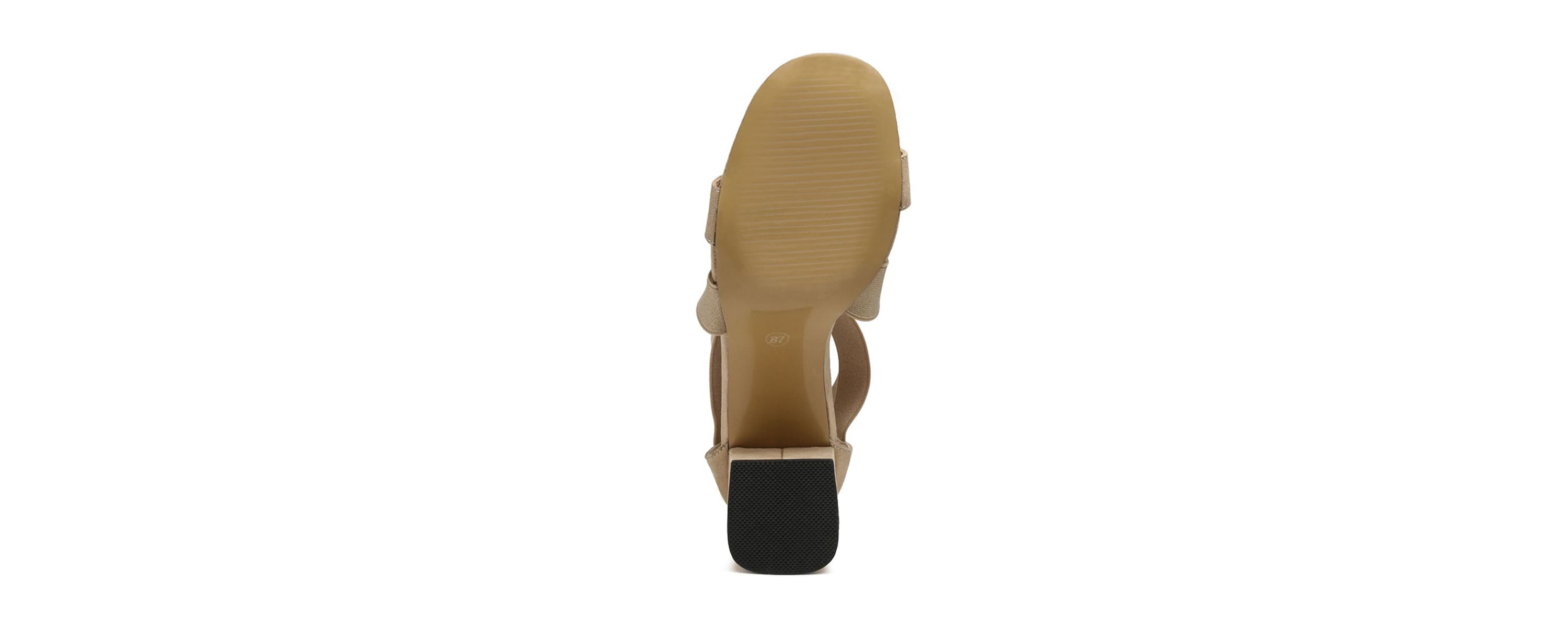 Benicia Elastic Strappy Block Heel Sandal