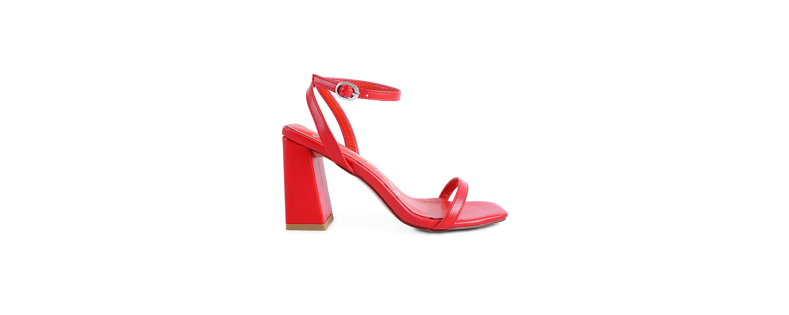 Mooncut Ankle Strap Block Heel