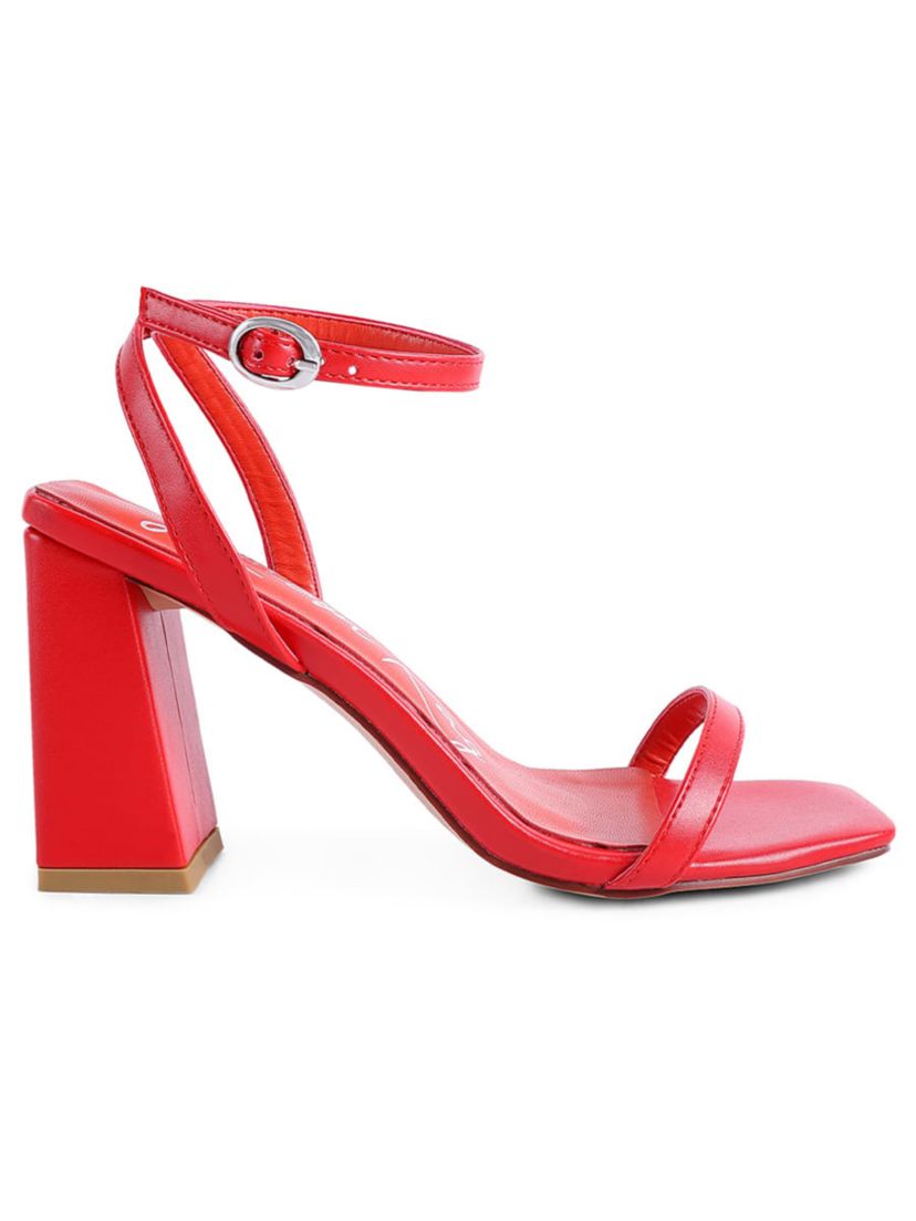 Mooncut Ankle Strap Block Heel
