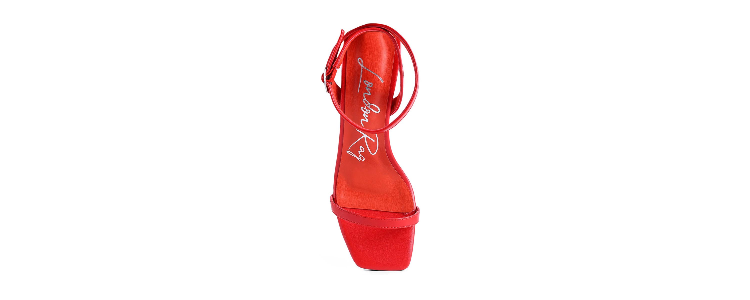 Mooncut Ankle Strap Block Heel