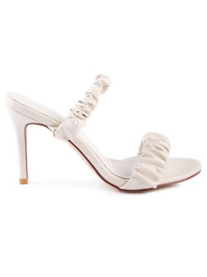 London Rag Women's Qualie Ruched Strap Stiletto Heel, Beige, 8M