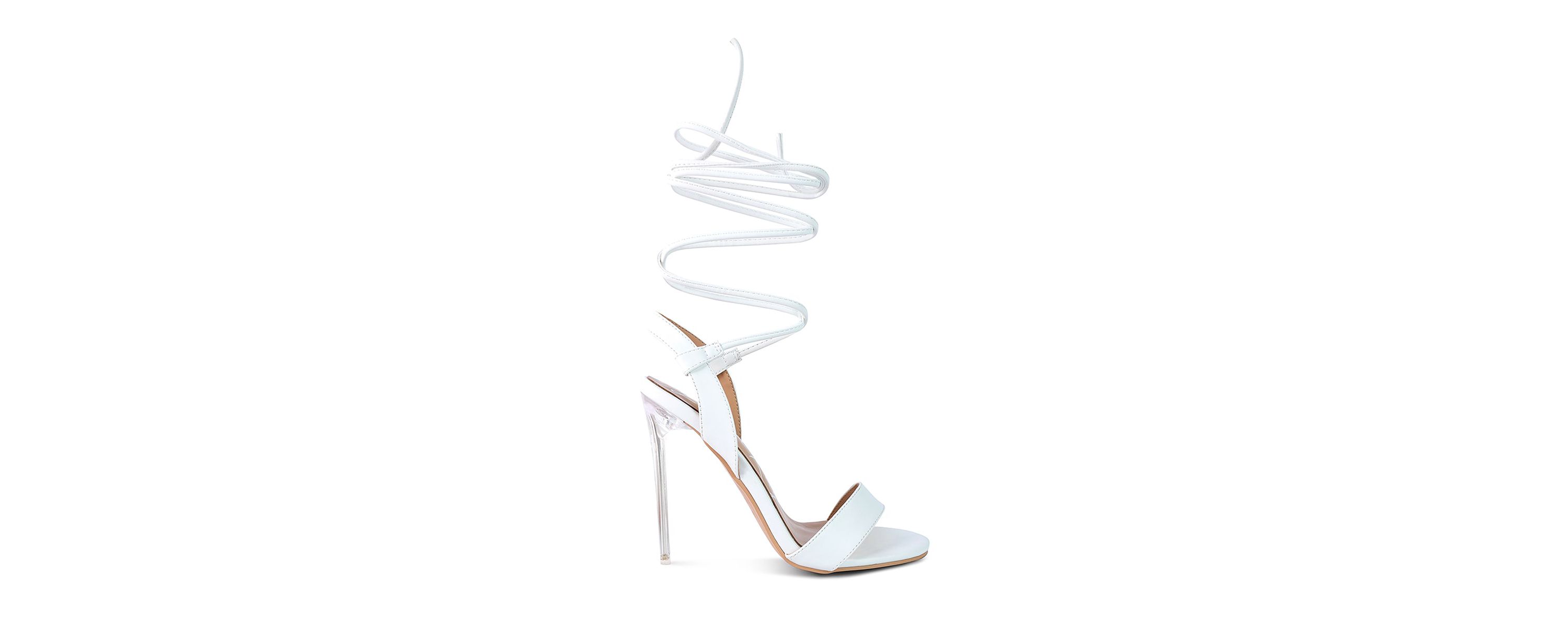 Sheeny Clear Stiletto Lace Up Heels