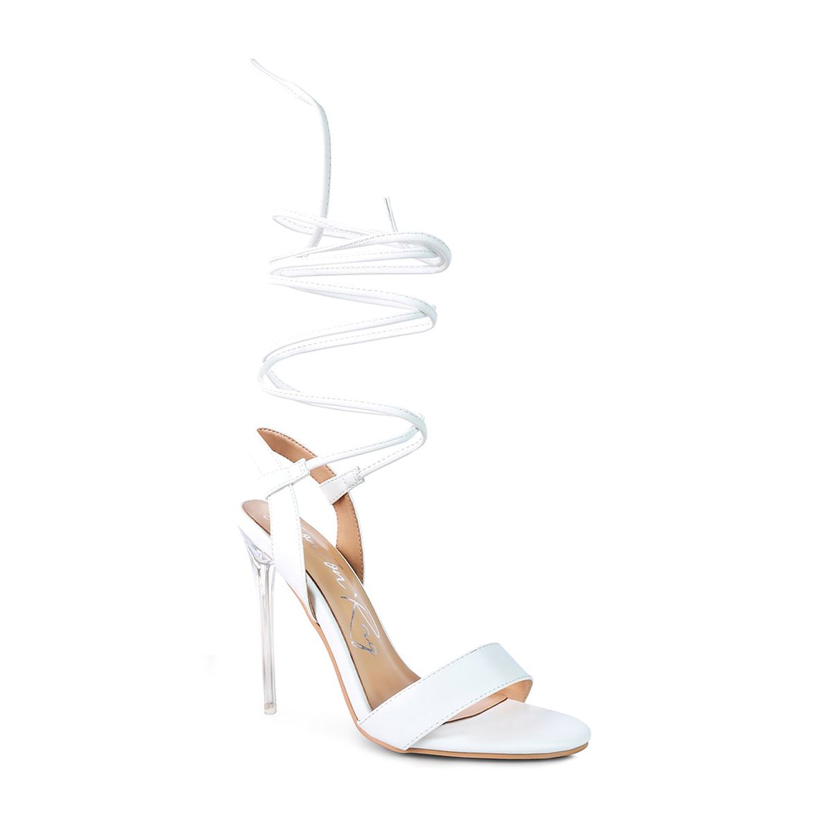 Sheeny Clear Stiletto Lace Up Heels