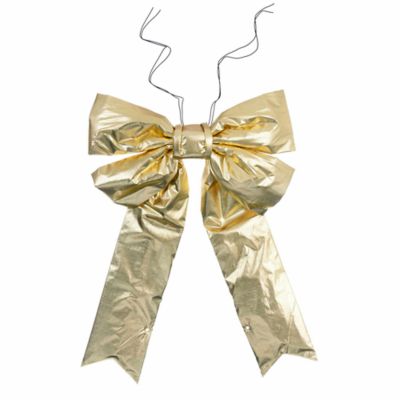 Vickerman 24" x 30" Gold Metallic Outdoor Christmas Bow with UV Treated Material and Wire to Hang