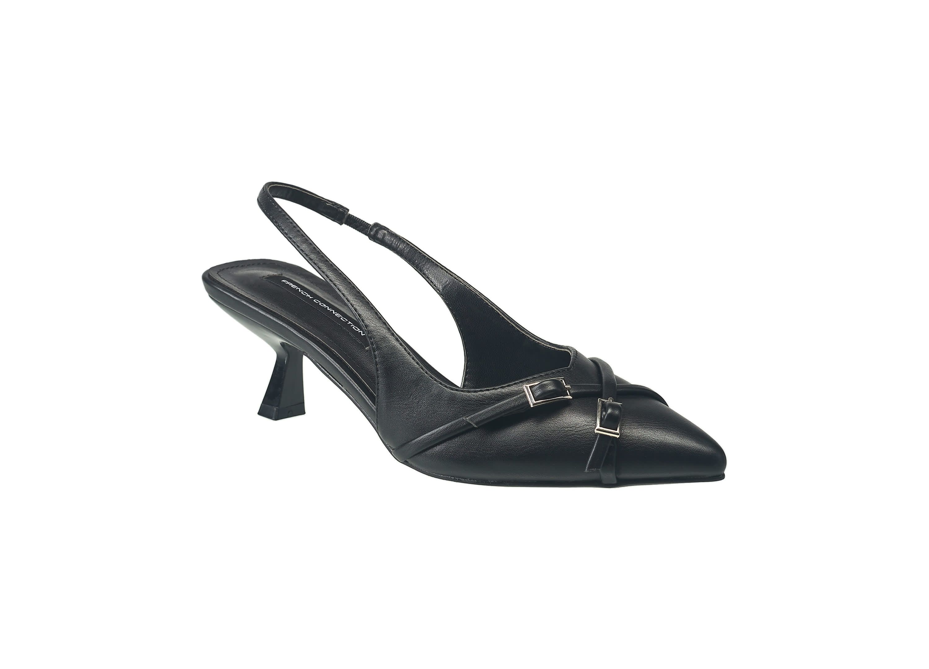 Womens Buckles Slingback Kitten Heel