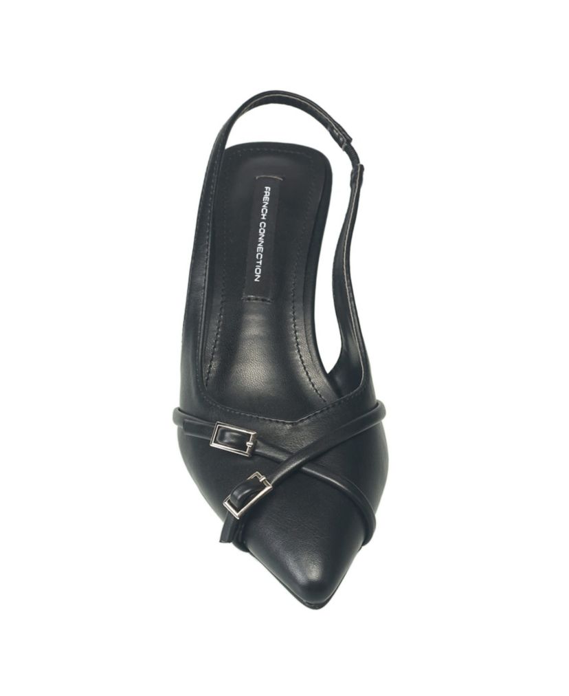 Womens Buckles Slingback Kitten Heel