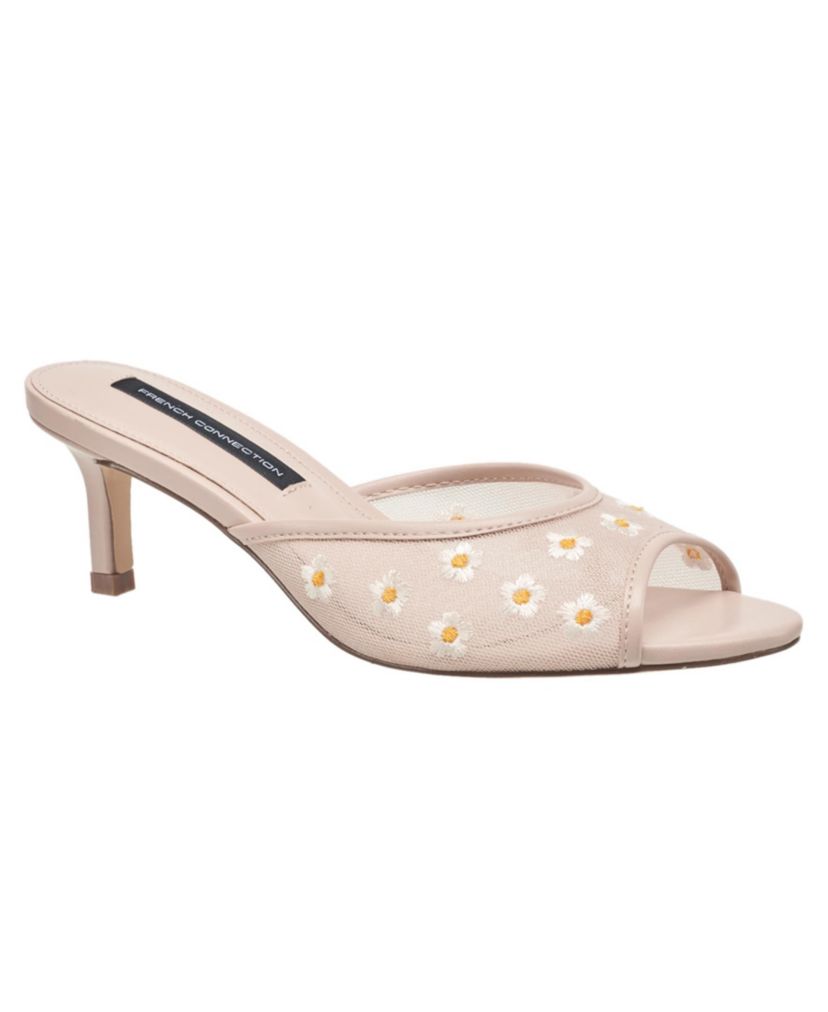 Nancy Mesh Embroidered Kitten Heel
