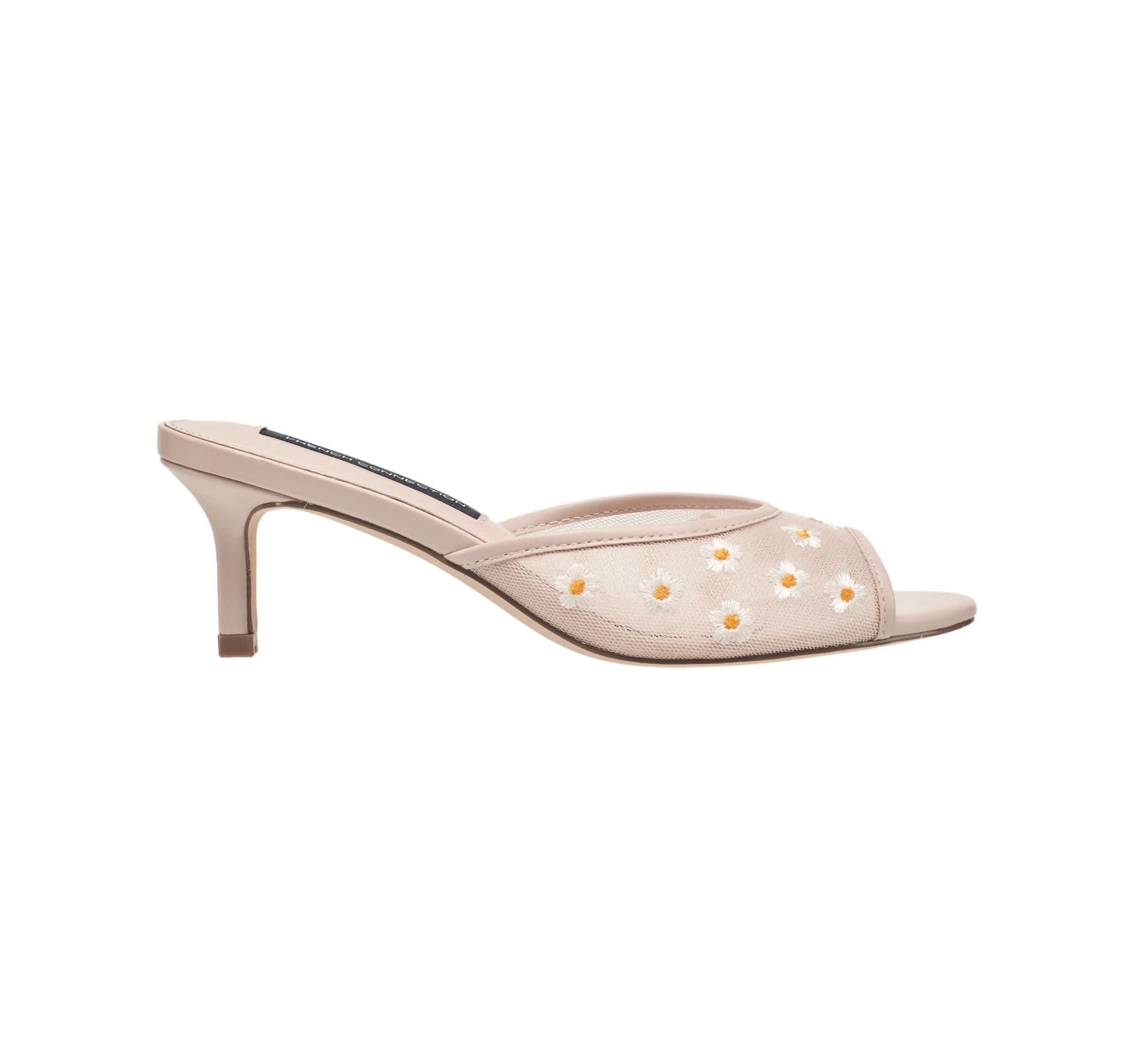 Nancy Mesh Embroidered Kitten Heel