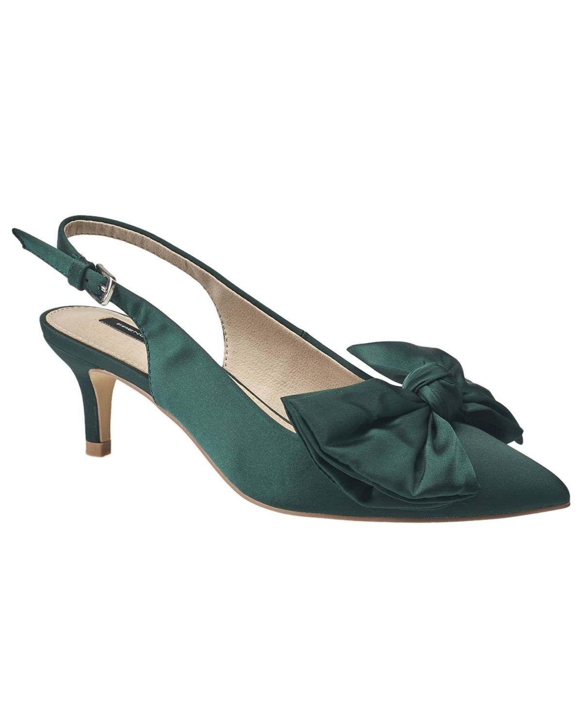 Womens Quinn Satin Bow Kitten Pump