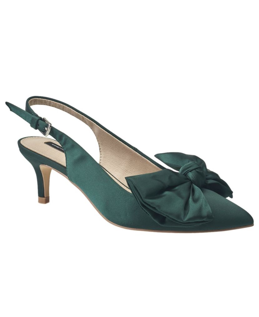 Womens Quinn Satin Bow Kitten Pump