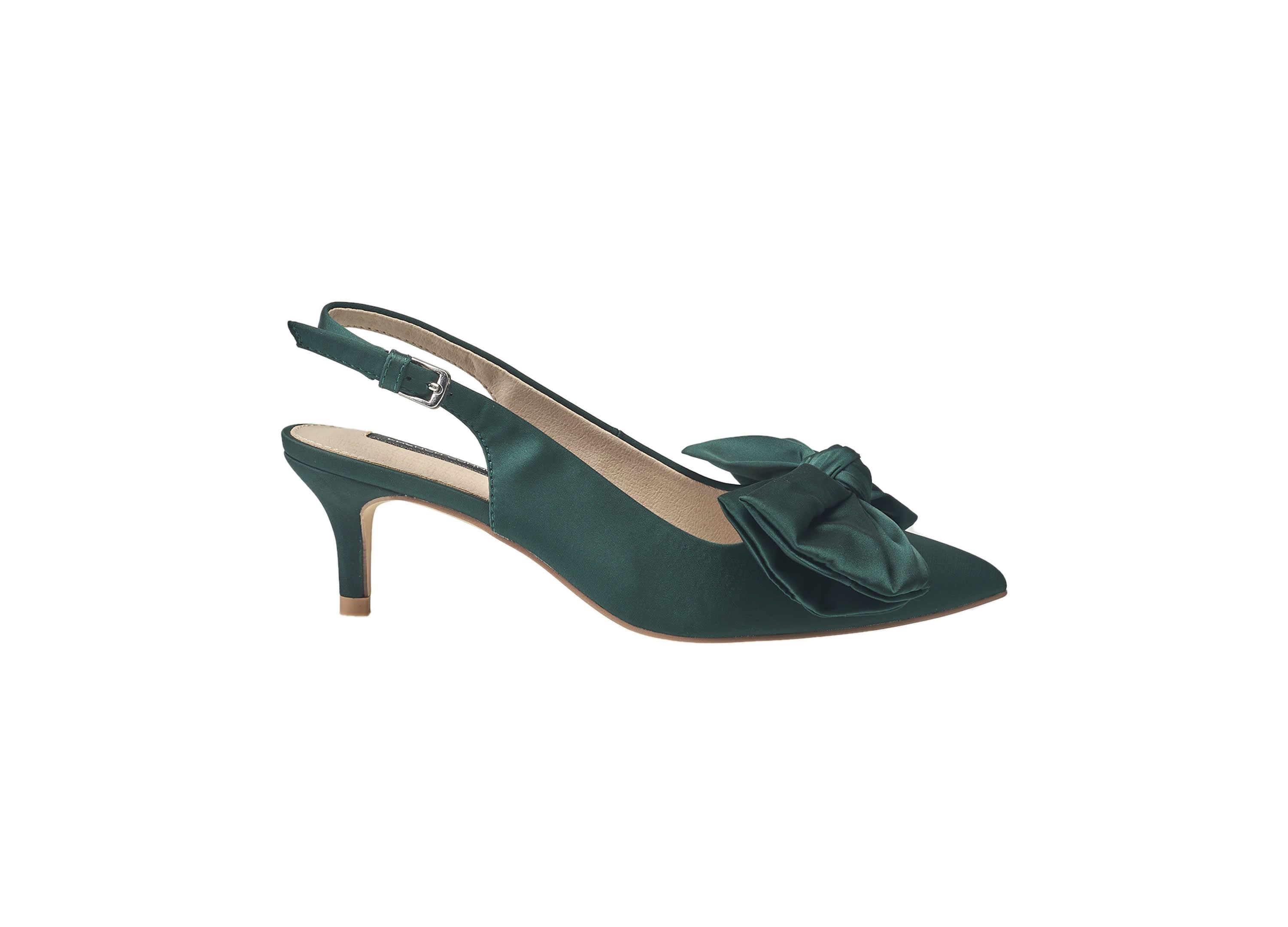 Womens Quinn Satin Bow Kitten Pump