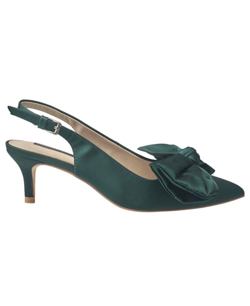Womens Quinn Satin Bow Kitten Pump