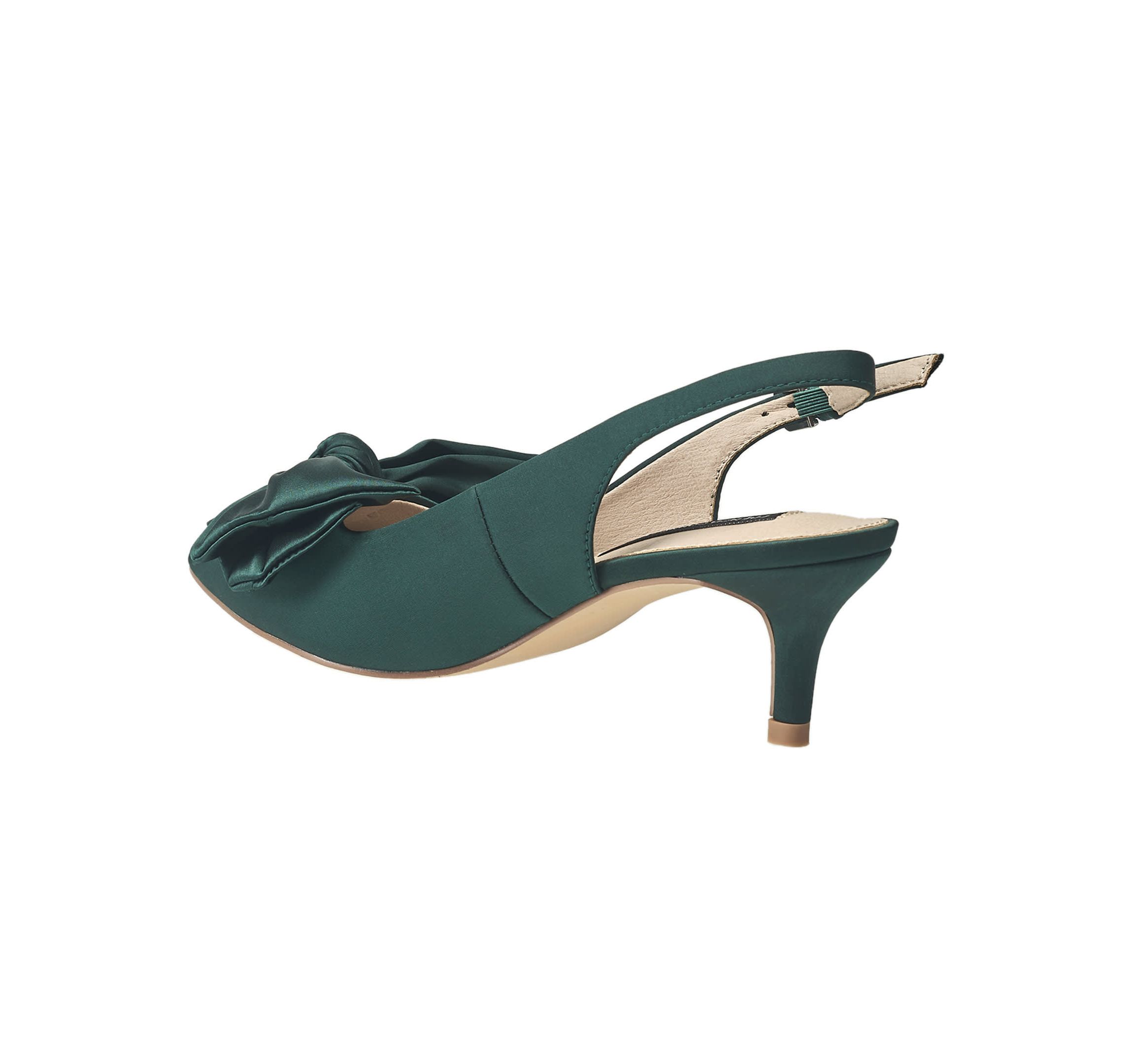 Womens Quinn Satin Bow Kitten Pump