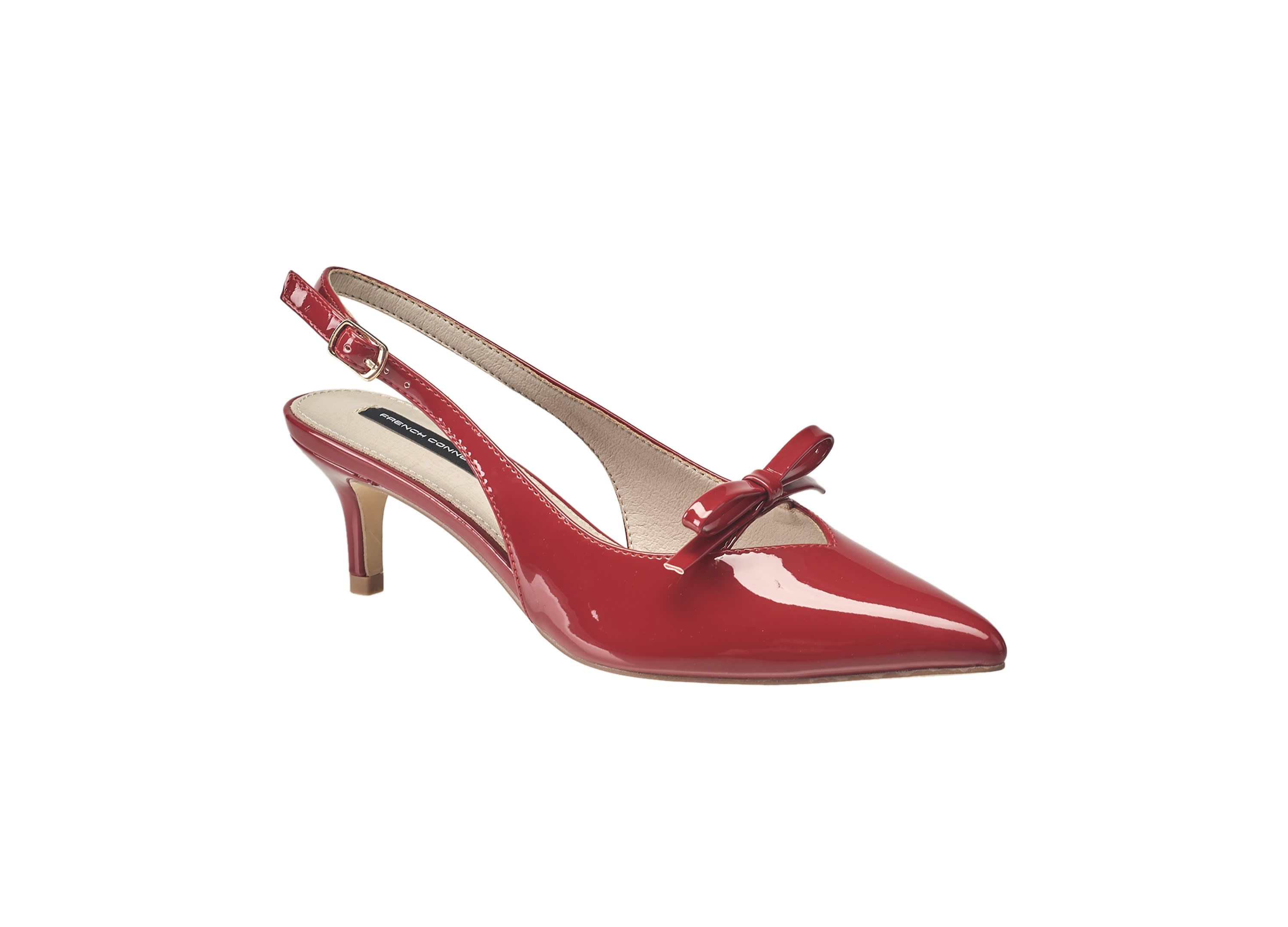 Womens Patent Bow Kitten Heel