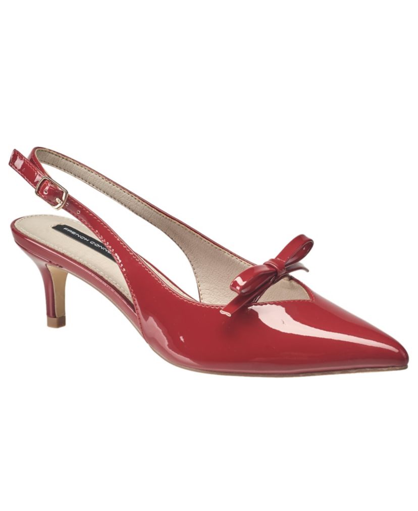 Womens Patent Bow Kitten Heel