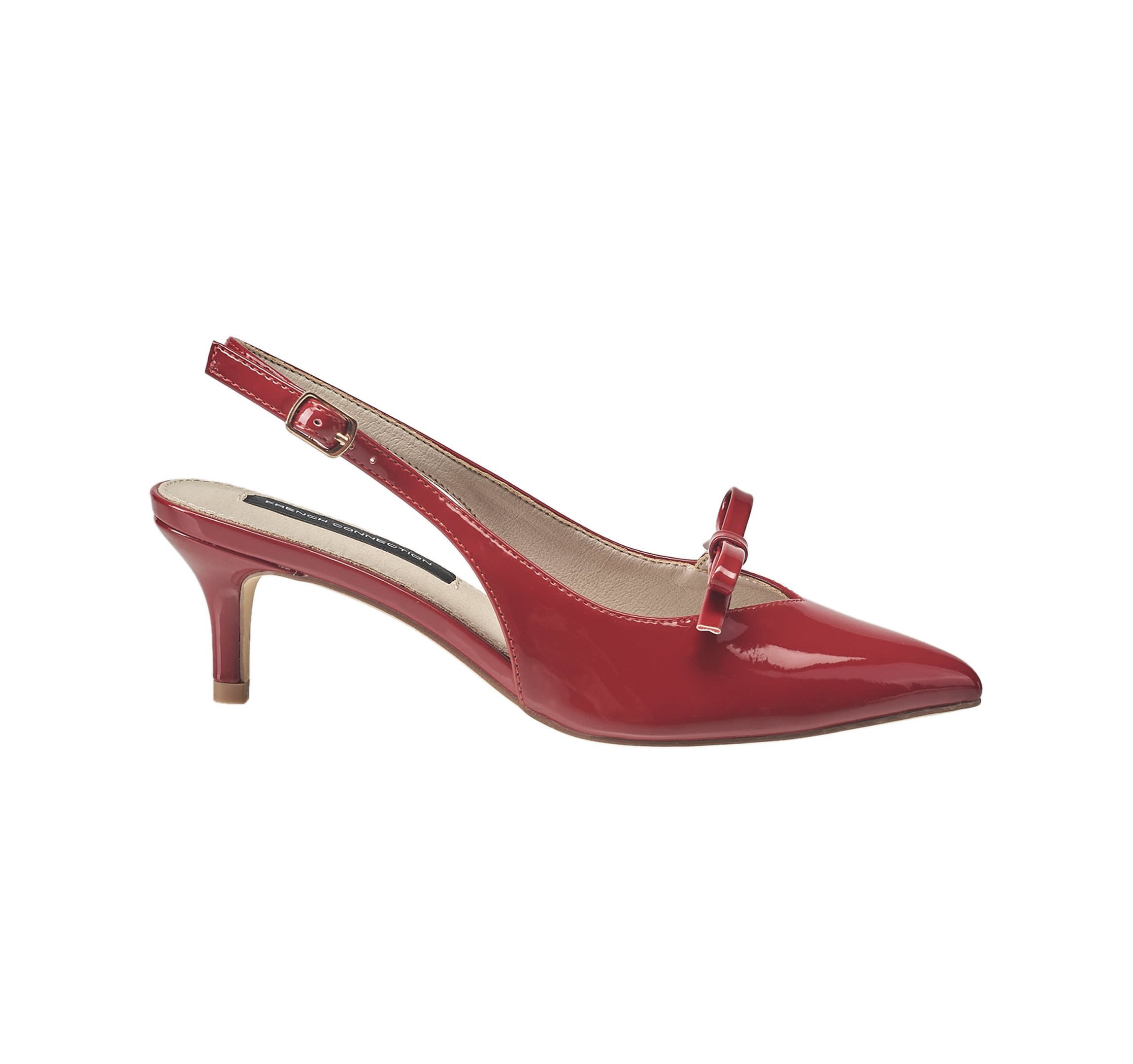Womens Patent Bow Kitten Heel