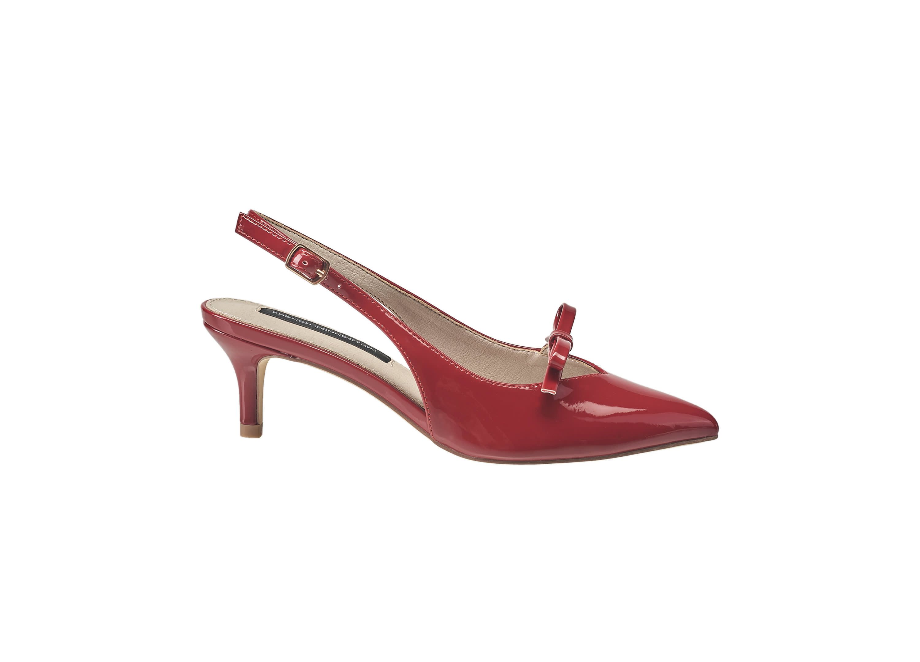 Womens Patent Bow Kitten Heel