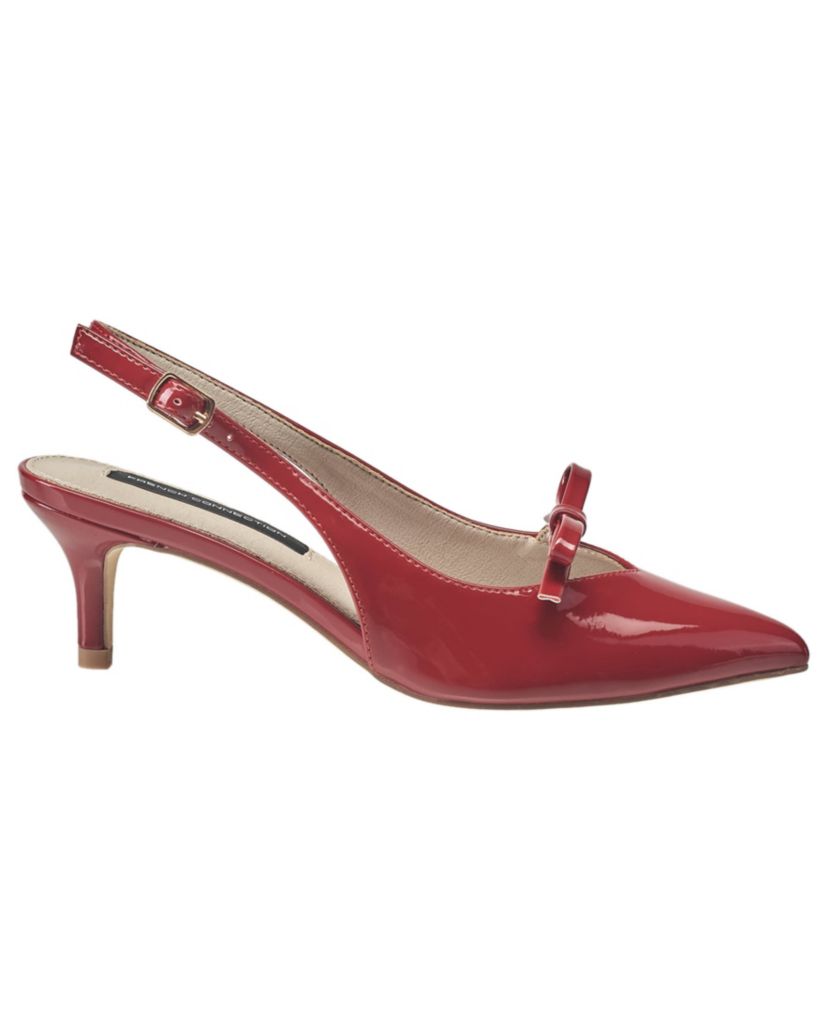 Womens Patent Bow Kitten Heel