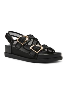 DV Dolce Vita Women's Alda Footbed Sandals, Black, 6M