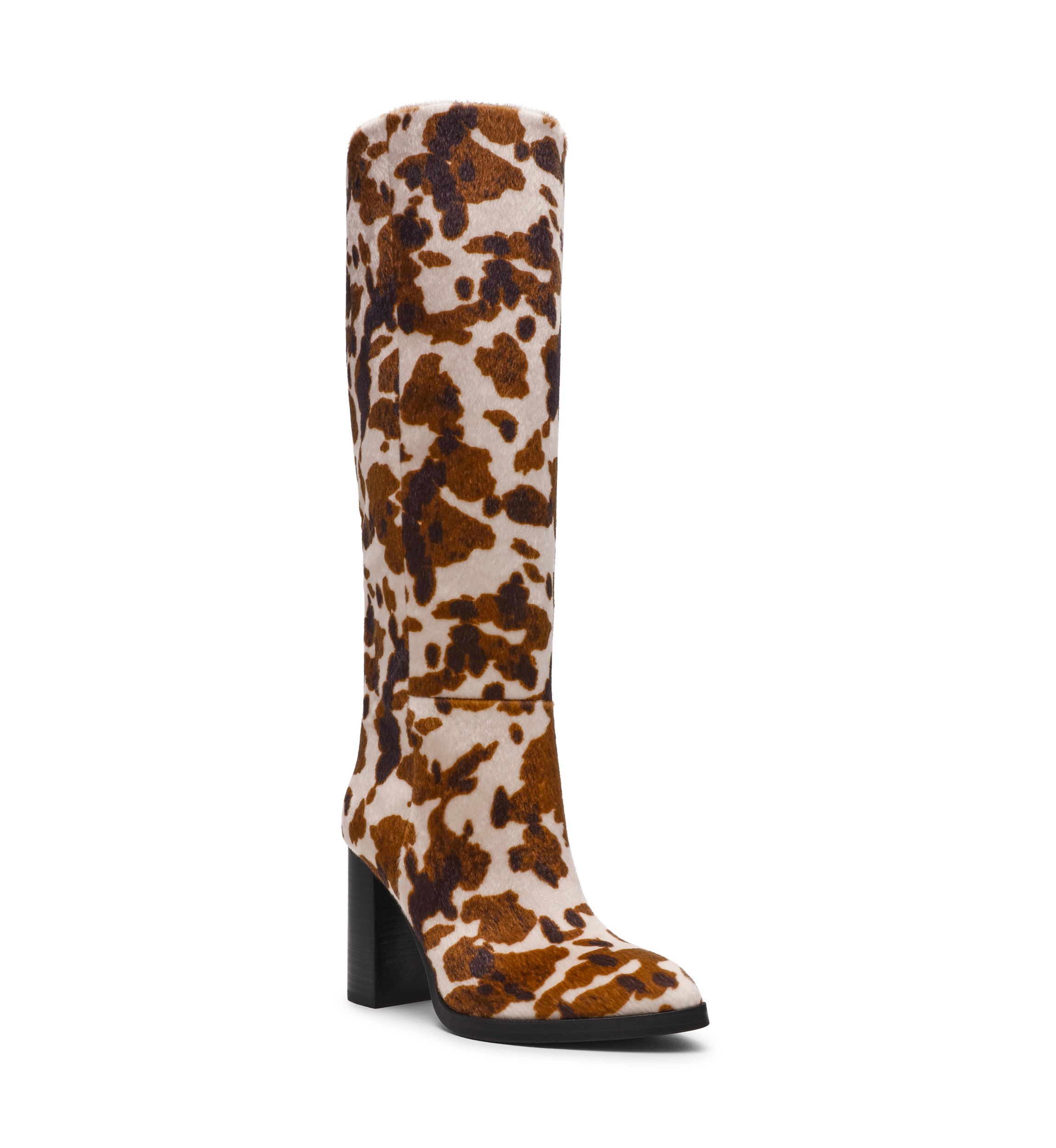 Bardonny Knee-High Cow Print Boots