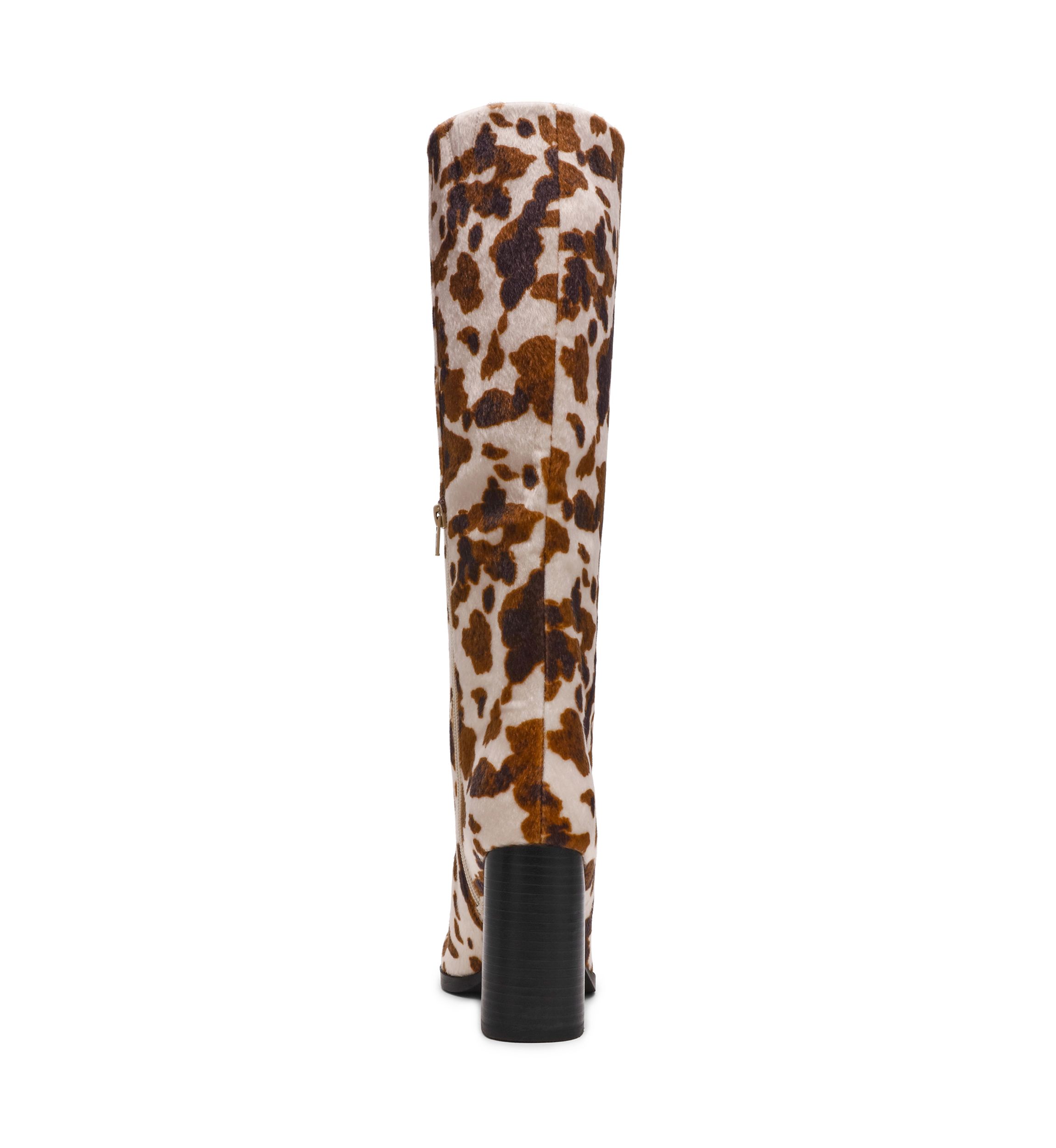 Bardonny Knee-High Cow Print Boots