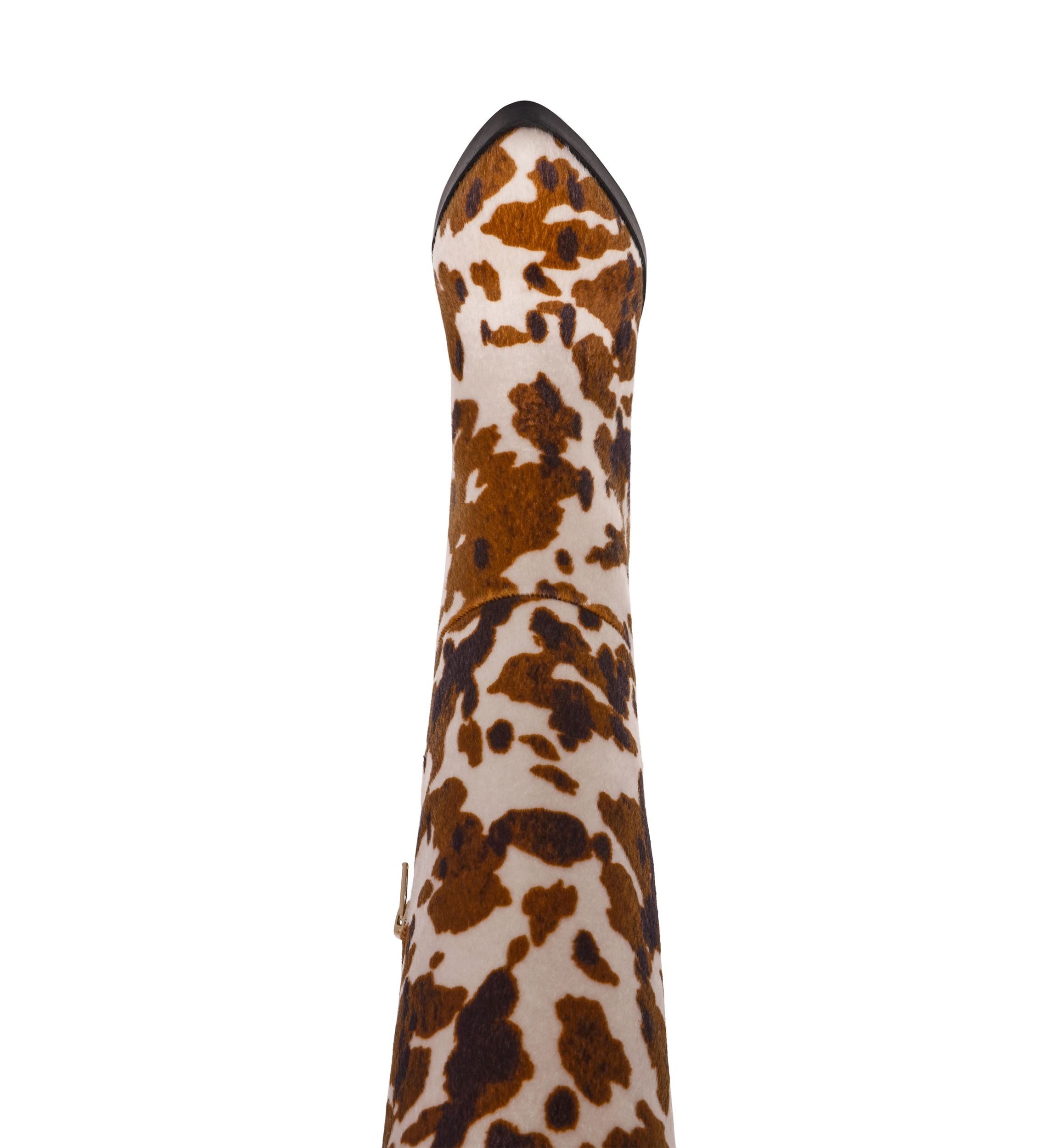 Bardonny Knee-High Cow Print Boots