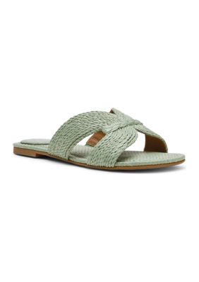 DV Dolce Vita Women's Geeya Woven Flat Sandals, Sage, 8.5M