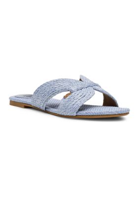 DV Dolce Vita Women's Geeya Woven Flat Sandals, Light Blue, 6.5M