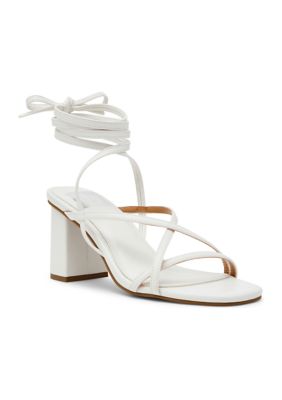 DV Dolce Vita Women's Haze Tie Up Heeled Sandals, White, 8.5M