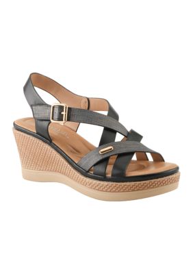 Patrizia Women's Vanjee Wedge Sandals, Black, 6M